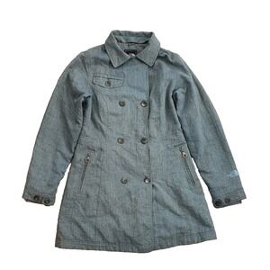 The North Face Primaloft Sage Green Button Up Zip Coat Trench Coat Rain Jacket M